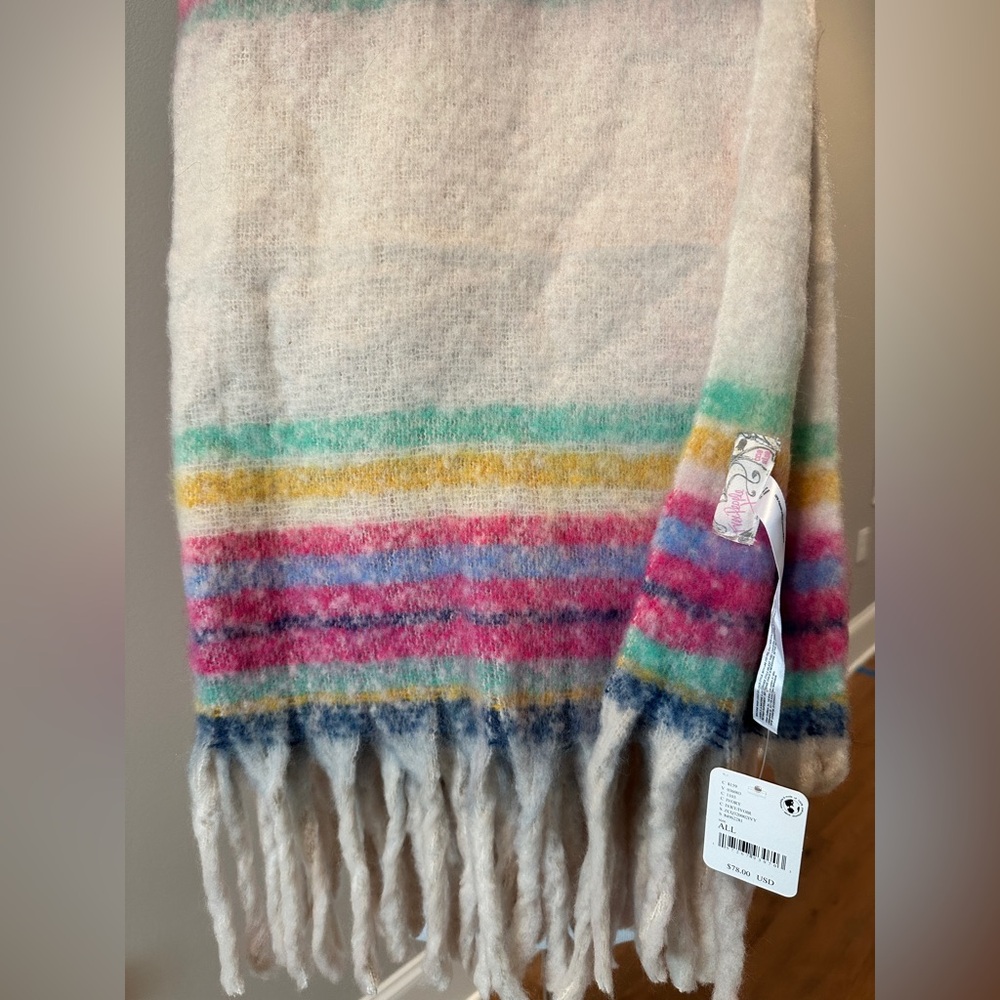 Free People Multicolor Striped super soft throw blanket NWT